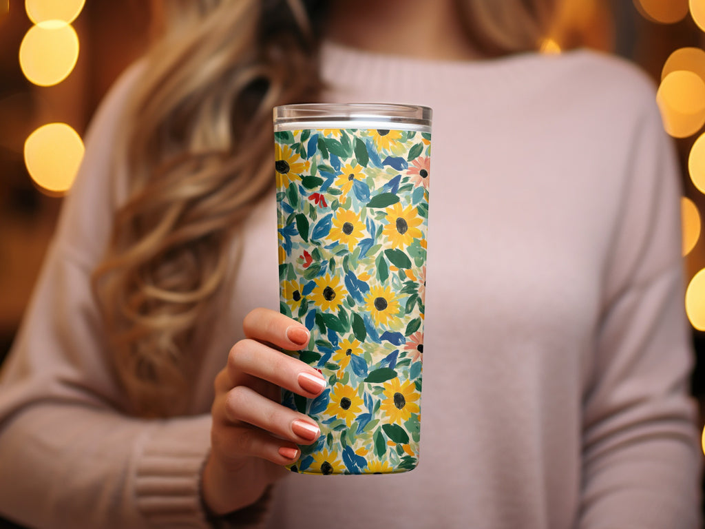 Colorful Floral Design Insulated Tumbler Drinkware