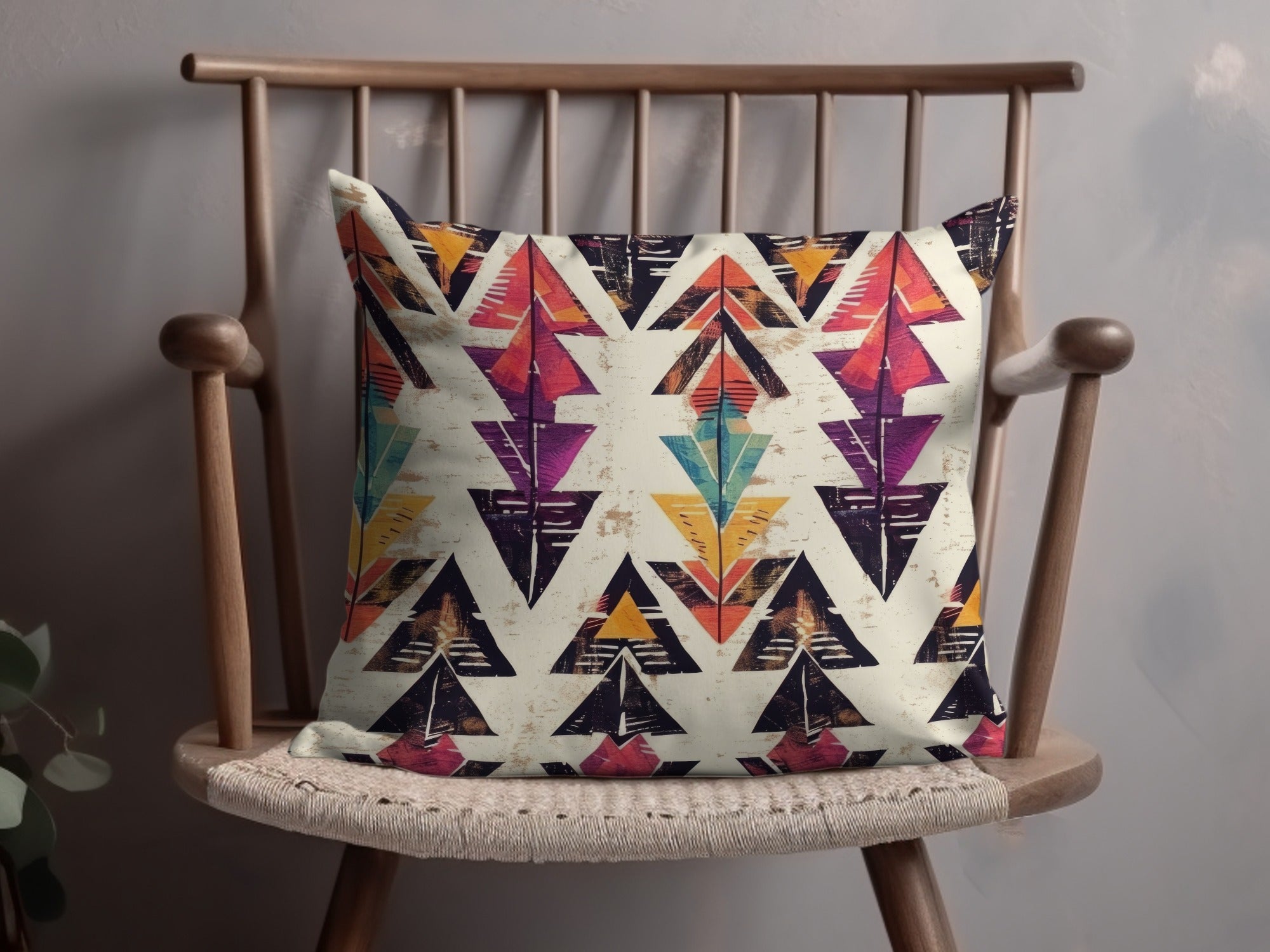 Vibrant Tribal Pattern Throw Pillow for Stylish Decor