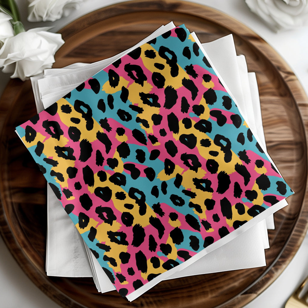 Colorful Vibrant Leopard Print Napkins for Stylish Events