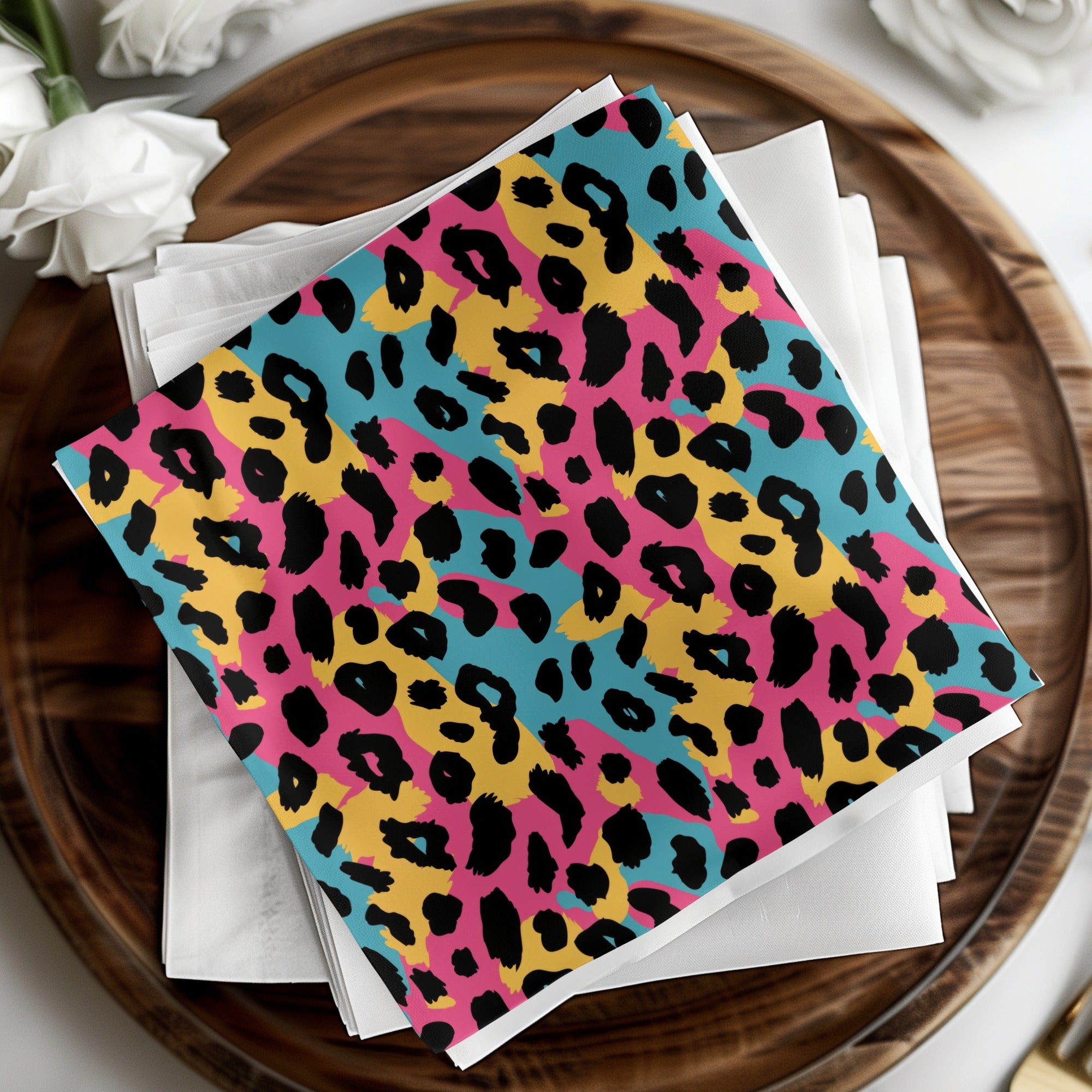 Colorful Vibrant Leopard Print Napkins for Stylish Events