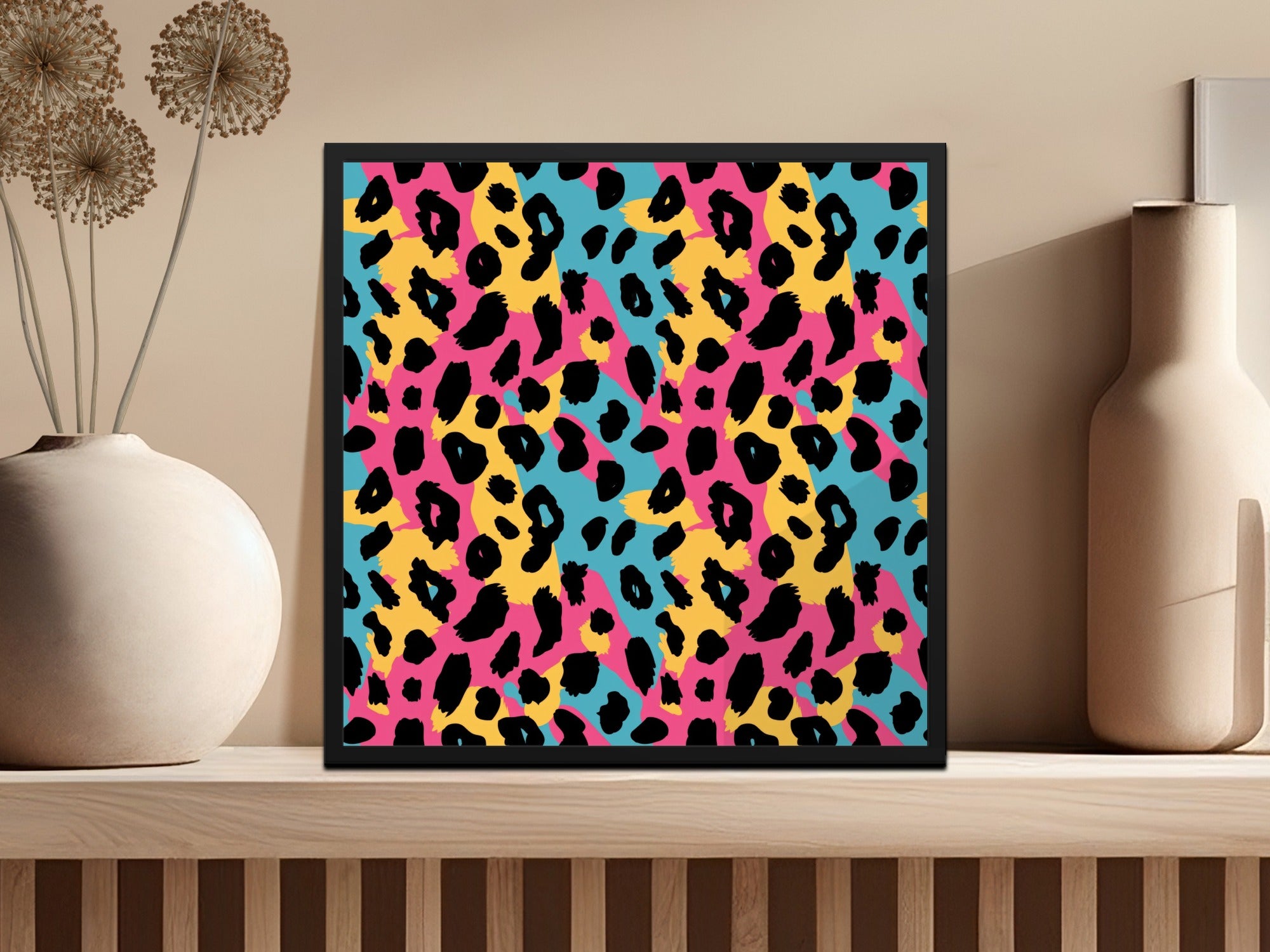 Abstract Colorful Leopard Print Wall Art Decor