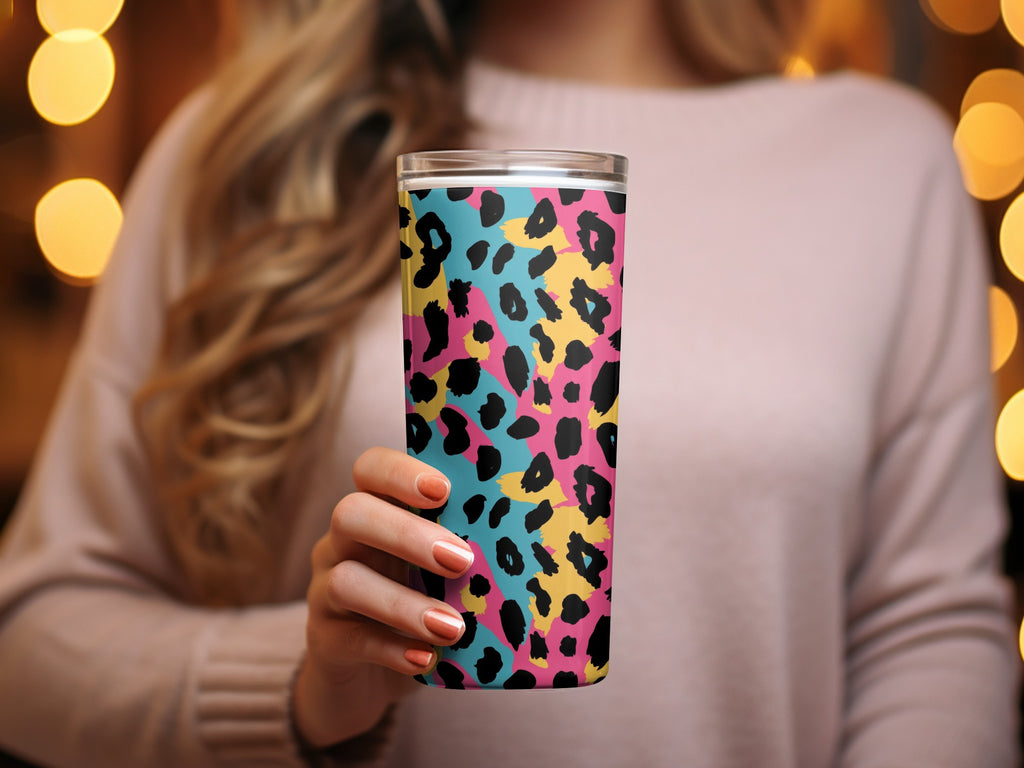 Vibrant Leopard Print Insulated Drink Tumbler Cup