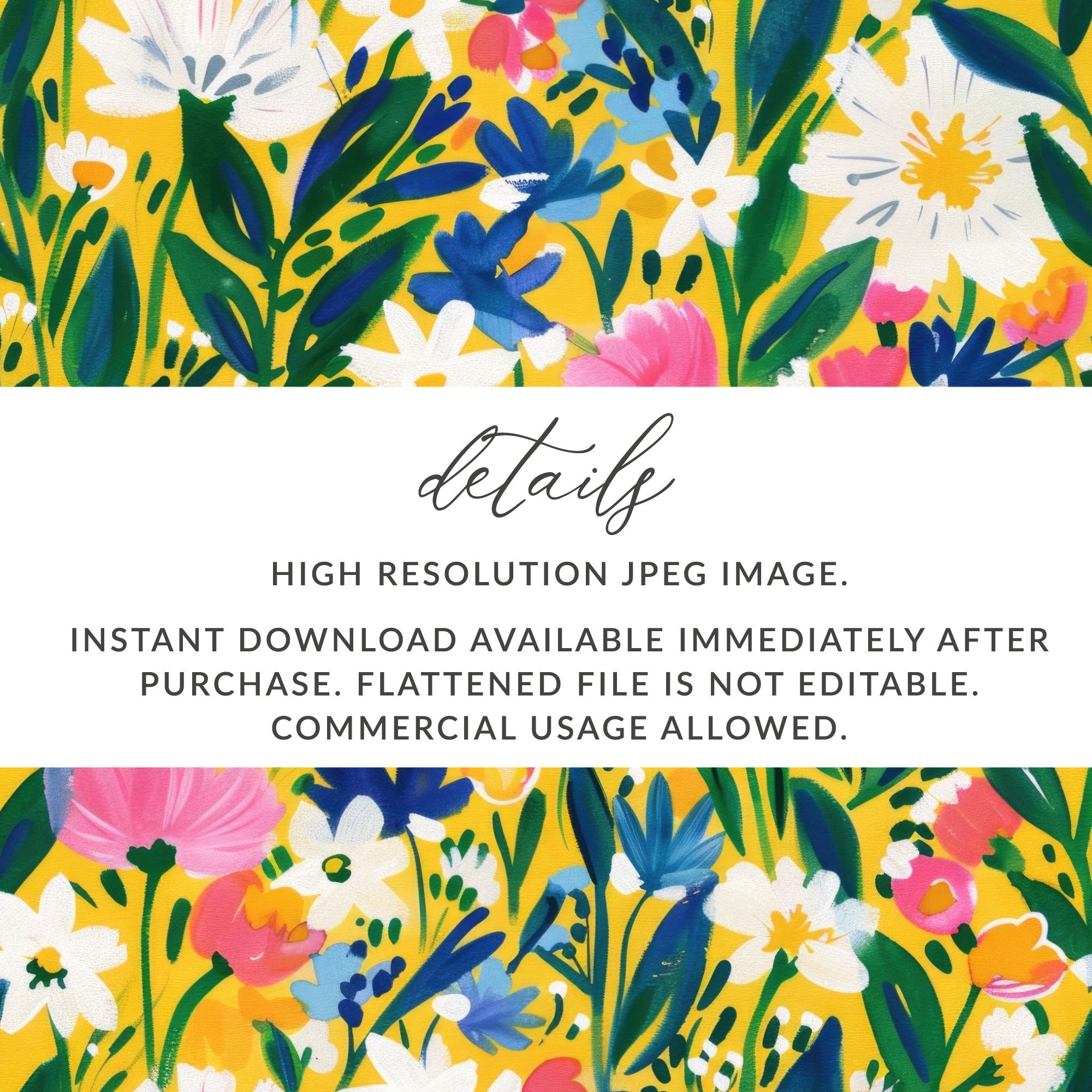 Yellow Spring Impressionistic Floral Spring Pattern Digital - Moore and Mountain