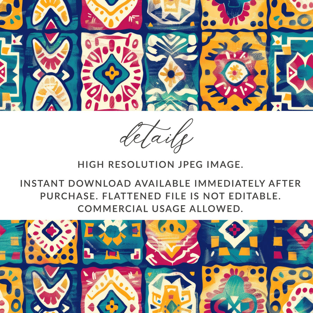 Colorful Digital Boho Tile Instant Download Artwork
