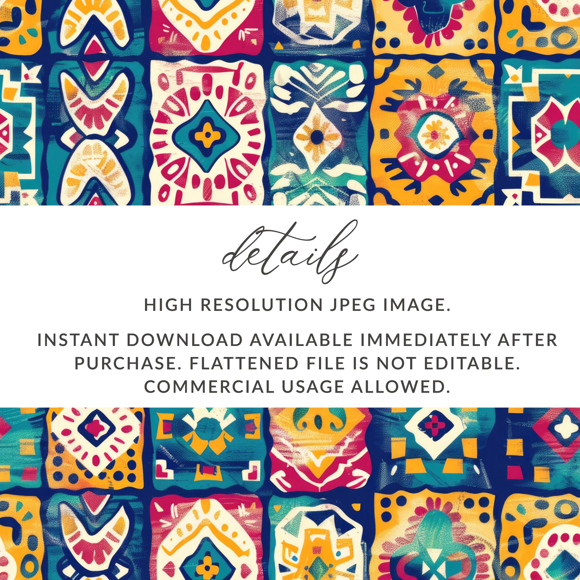 Colorful Digital Boho Tile Instant Download Artwork