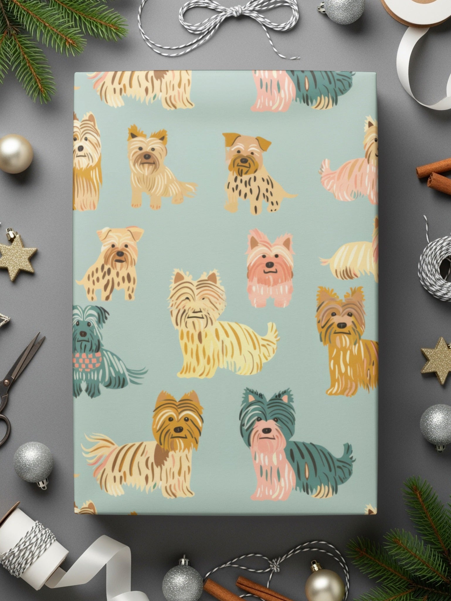 Yorkshire Terrier Seamless Pattern Digital Paper, Dog Breed Pattern Download, Cute Puppy Fabric Design, Pet Lover Background, Kids Digital - Moore and Mountain