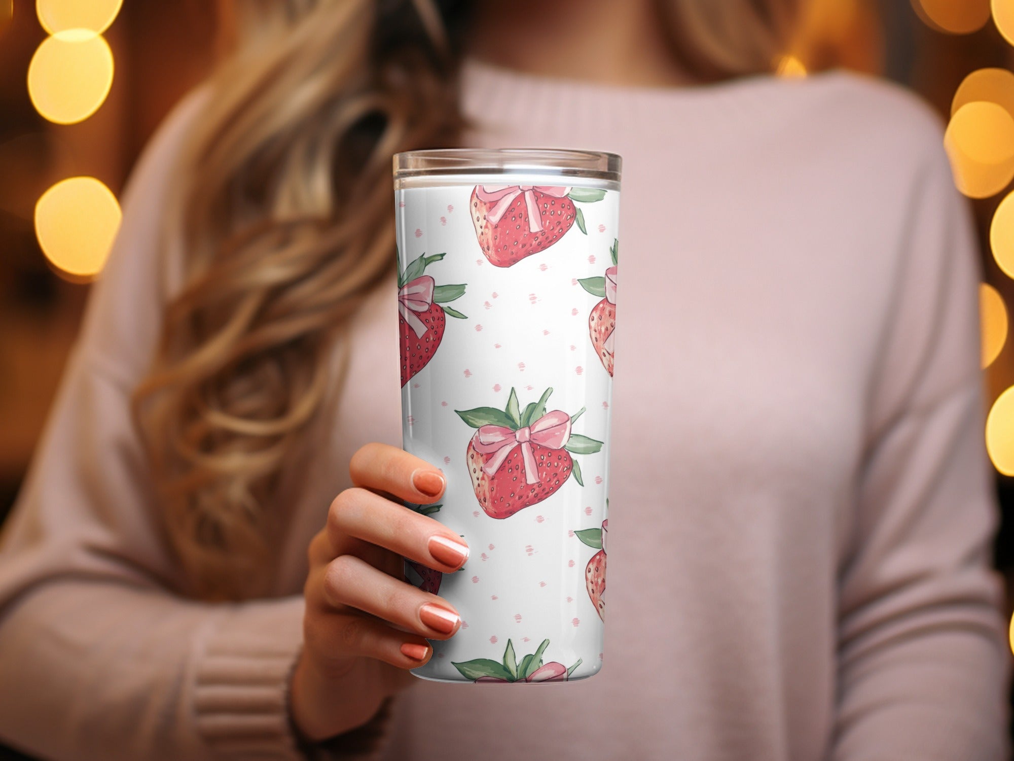 Strawberry Pattern Insulated Tumbler for Everyday Use