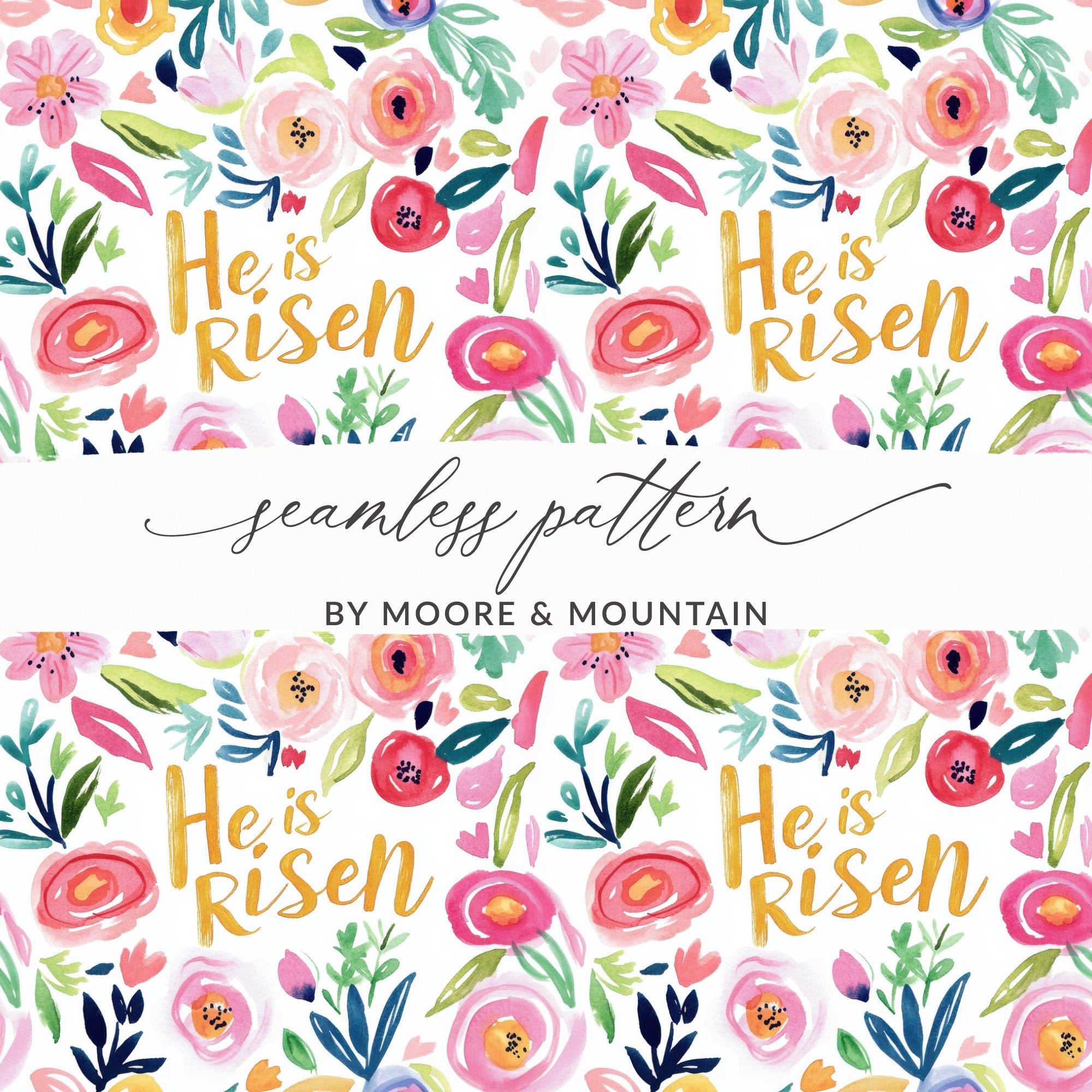 Colorful He Is Risen Floral Seamless Pattern Design