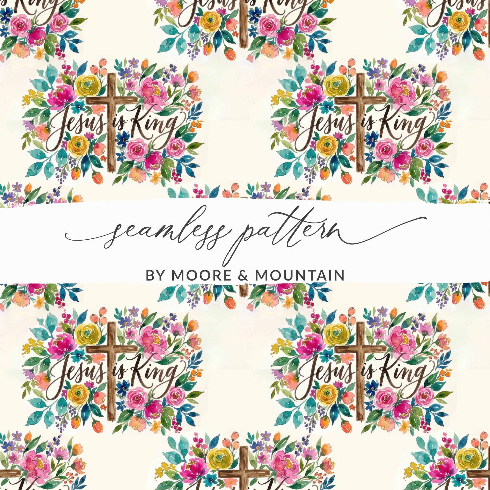 Jesus is King Floral Cross Seamless Pattern product type
Jesus is King
Christian Art
Religious Pattern
Cross Design
Floral Wreath
Watercolor Flowers
Seamless Repeat
Digital Download
Scripture Quote
Inspirational Decor
Faith Based
Spiritual Motif
Devotional Print
Bible Inspired
Worship Art
Bloom Design
Botanical Pattern
Hope Message
Love God
Divine Grace