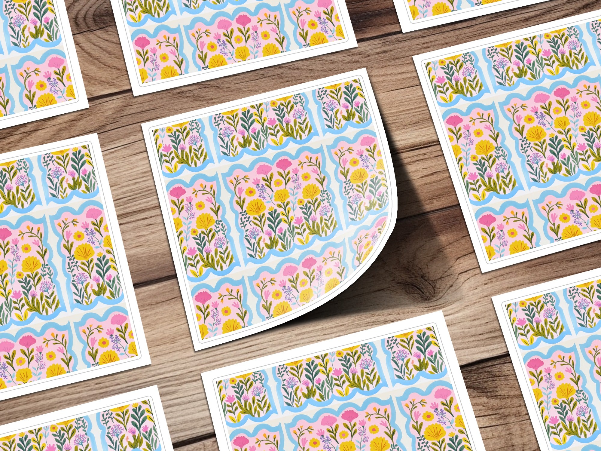 Colorful Floral Pattern Sticker Sheet for Crafting