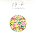 Yellow floral baseball with red stitching by Moore & Mountain.