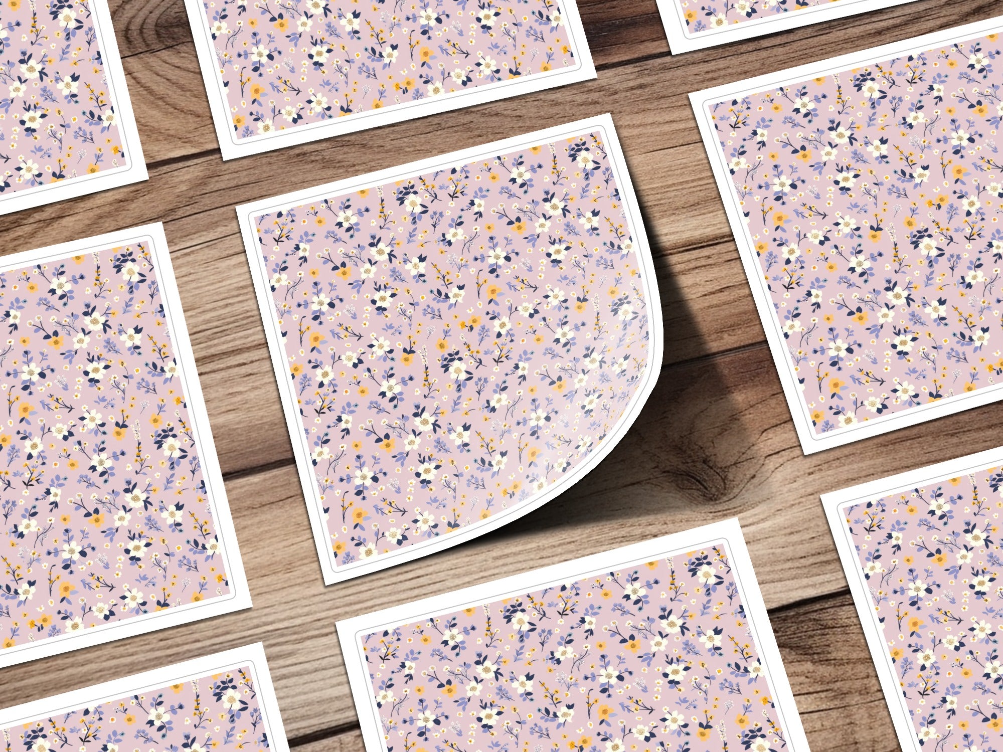 Floral Pattern on Soft Pink Background Sticker Sheets