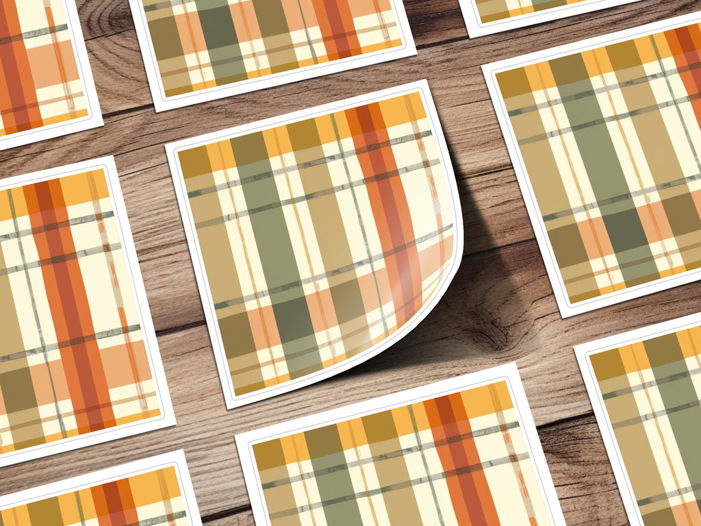 Autumn Plaid Pattern Square Sticker Product