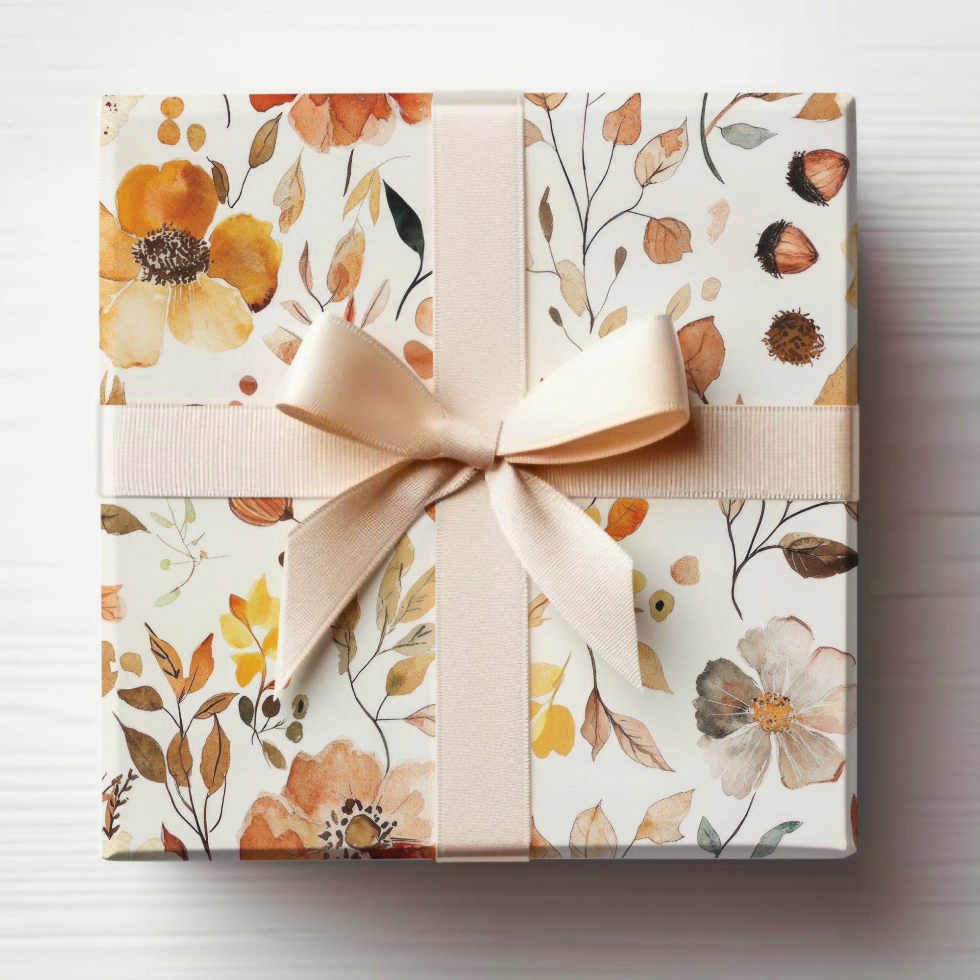 Elegant Floral Gift Wrap with Bow Gift Packaging Box