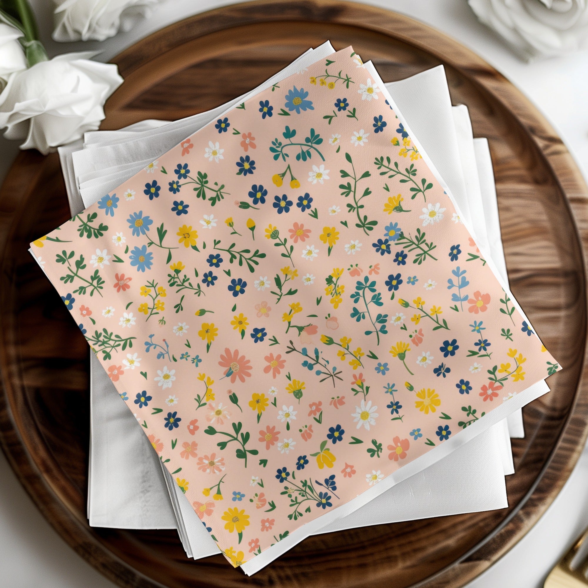 Floral Pattern with Pink Background Decorative Paper