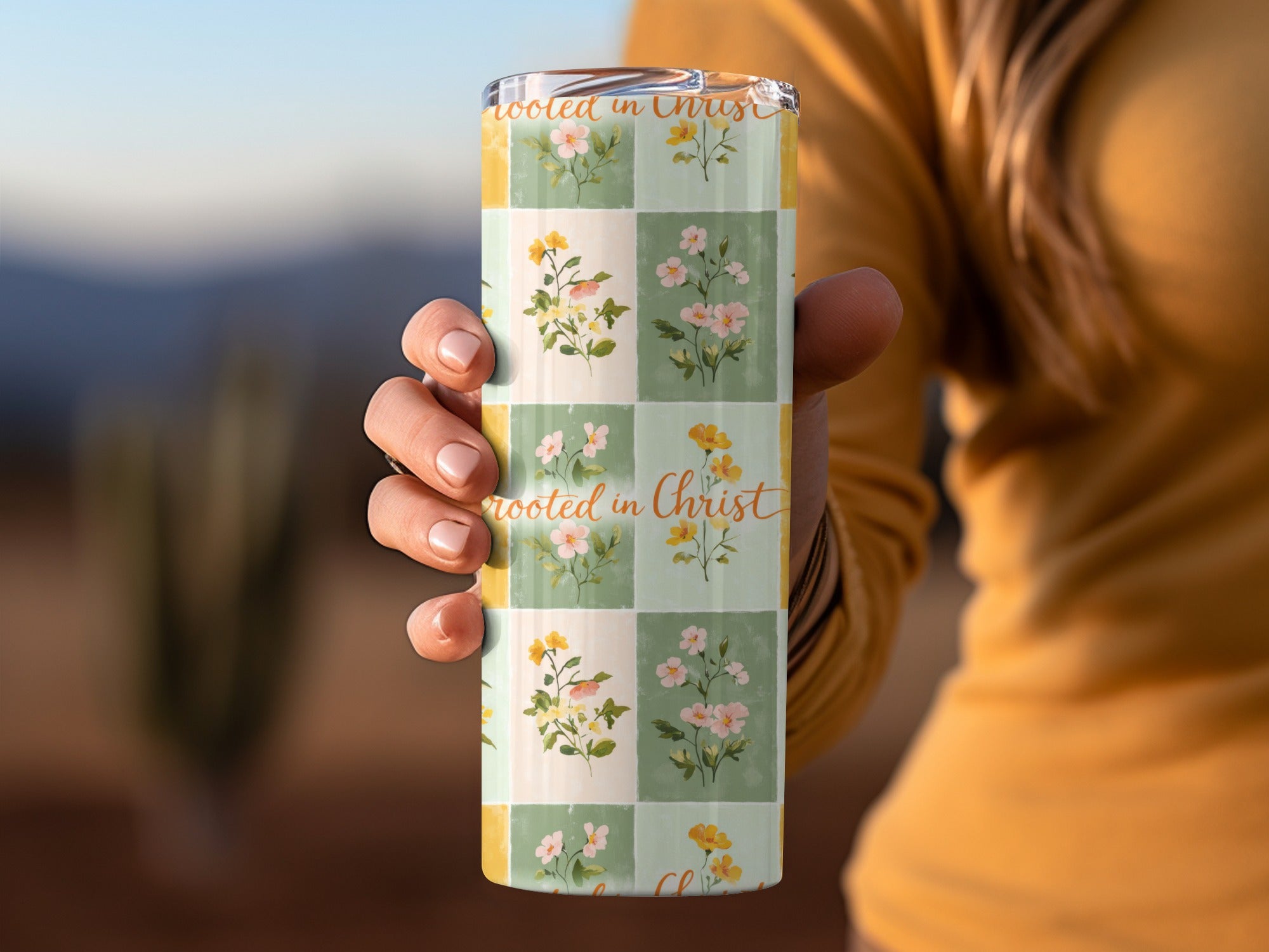 Floral Rooted in Christ Motivational Tumbler