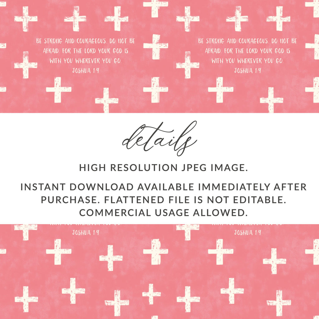 Pink Crosses Joshua 1:9 Courageous Digital Product type