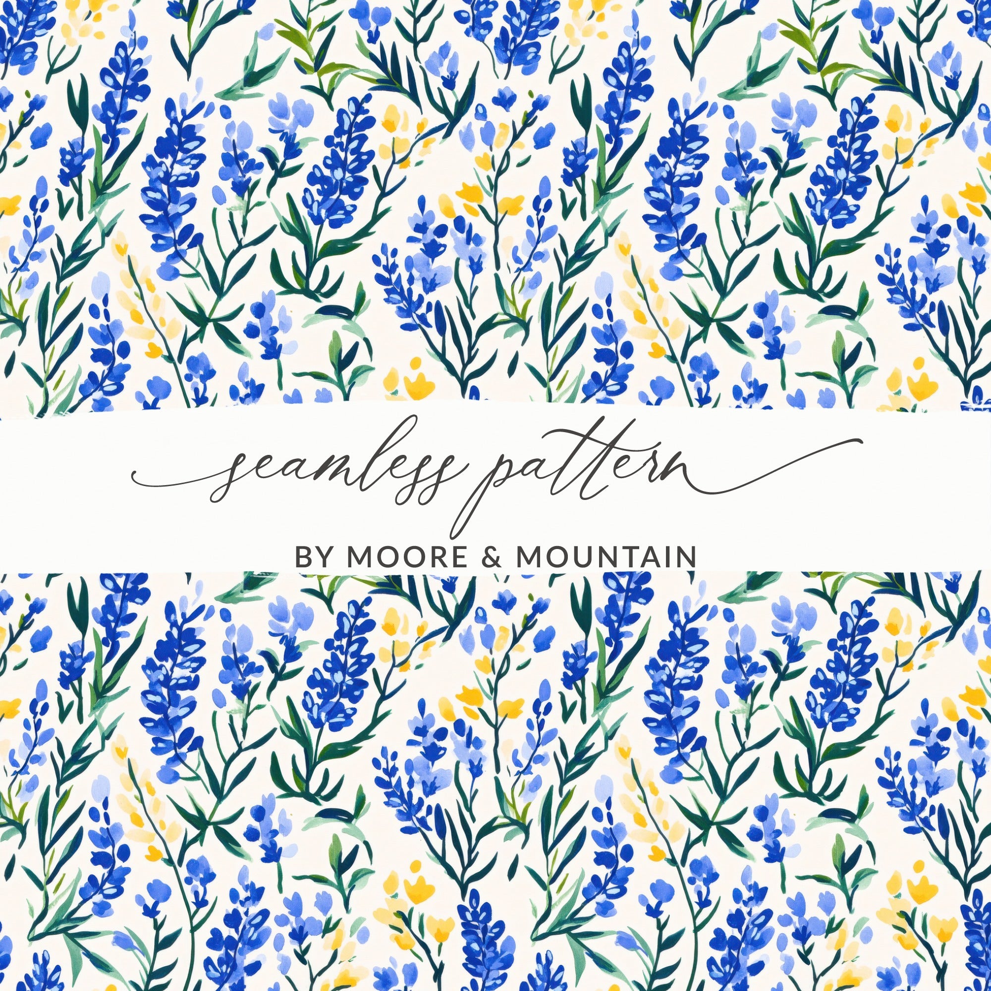Blue and Yellow Floral Seamless Pattern by Moore and Mountain