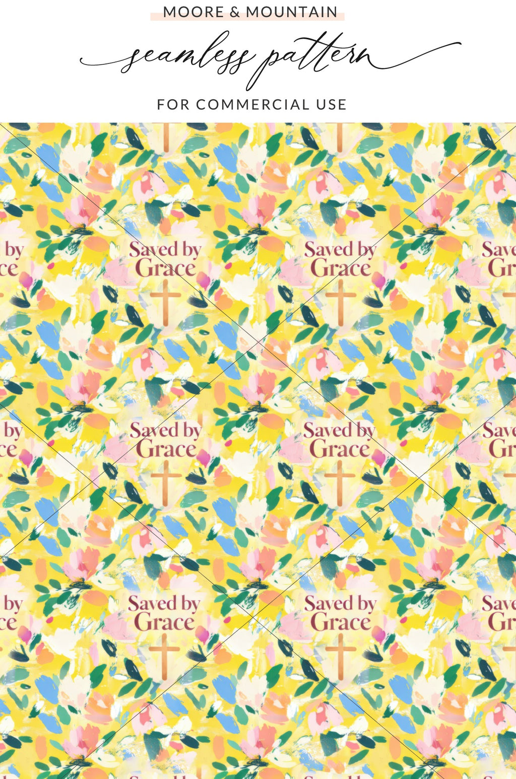 Saved By Grace Seamless Pattern for Commercial Use