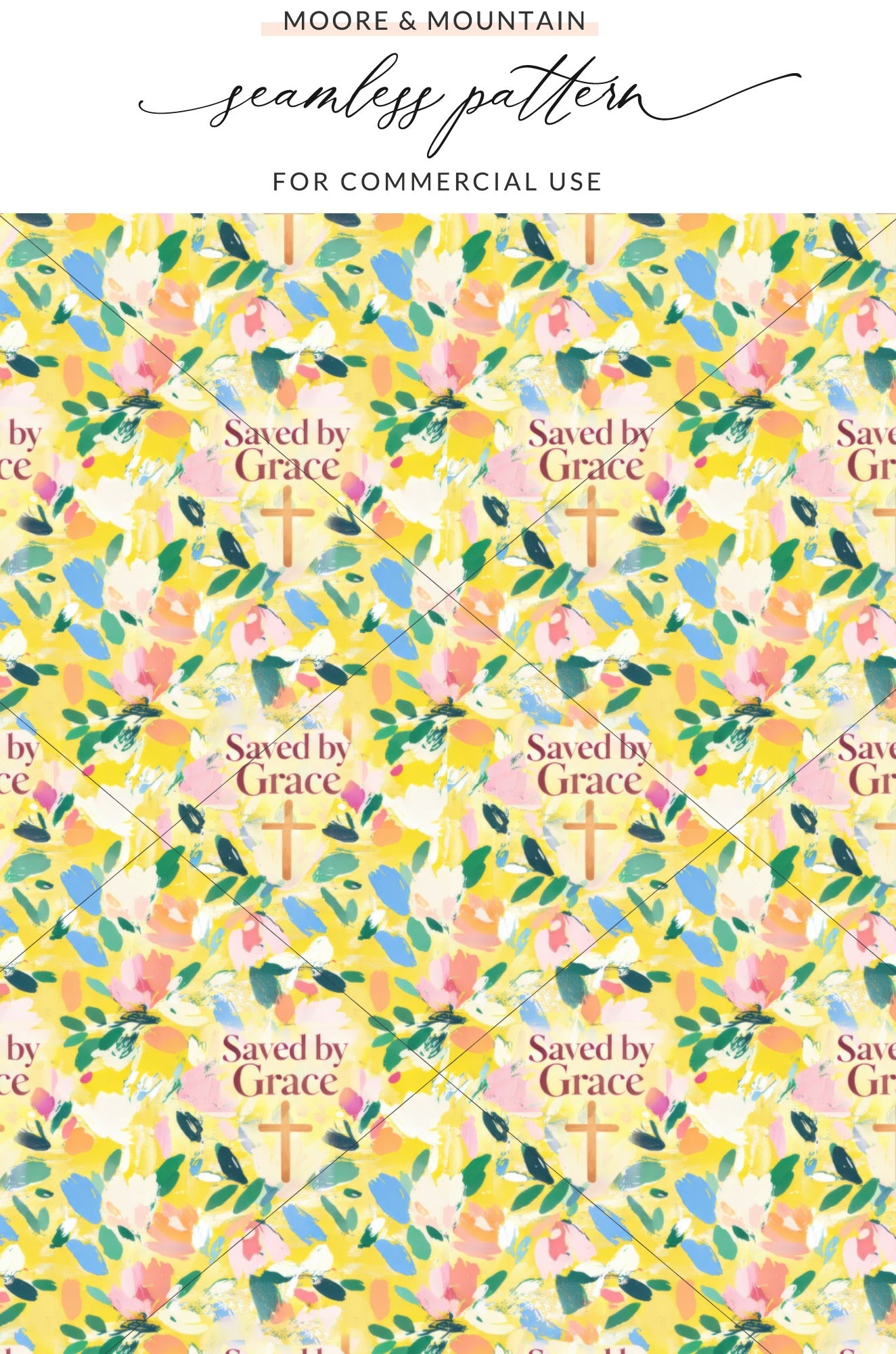 Saved By Grace Seamless Pattern for Commercial Use