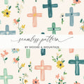 Floral Crosses and Flowers Seamless Pattern Design