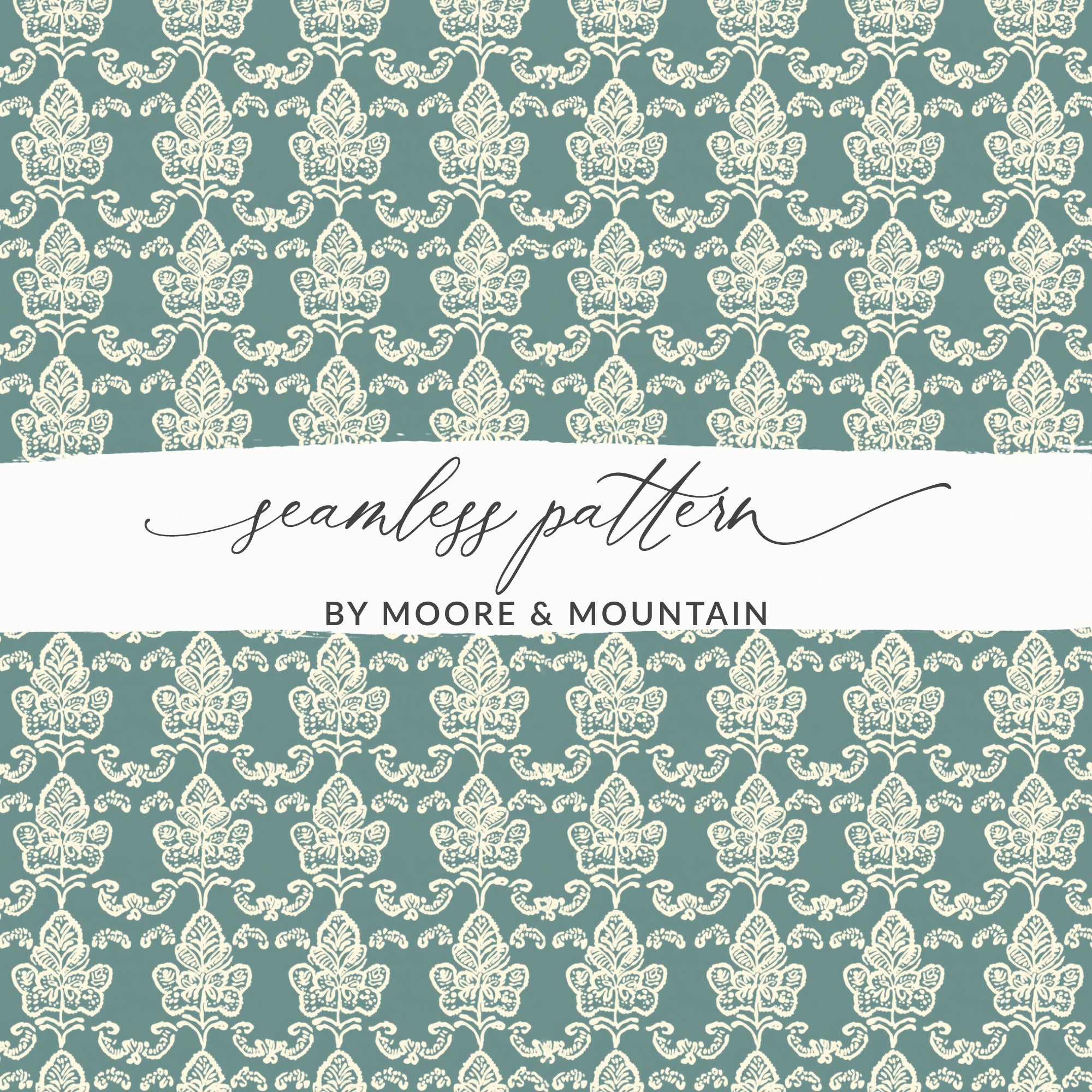 Elegant Vintage Blue Leaf Seamless Pattern Design