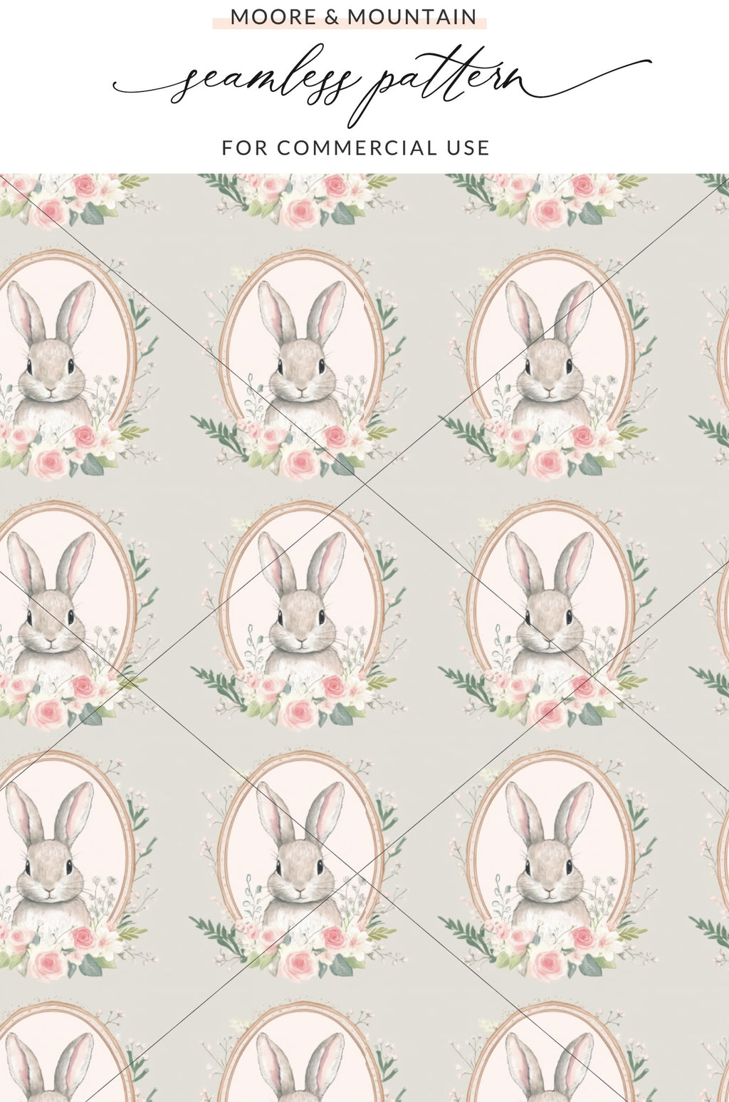Whimsical Bunny and Floral Seamless Pattern for Crafting