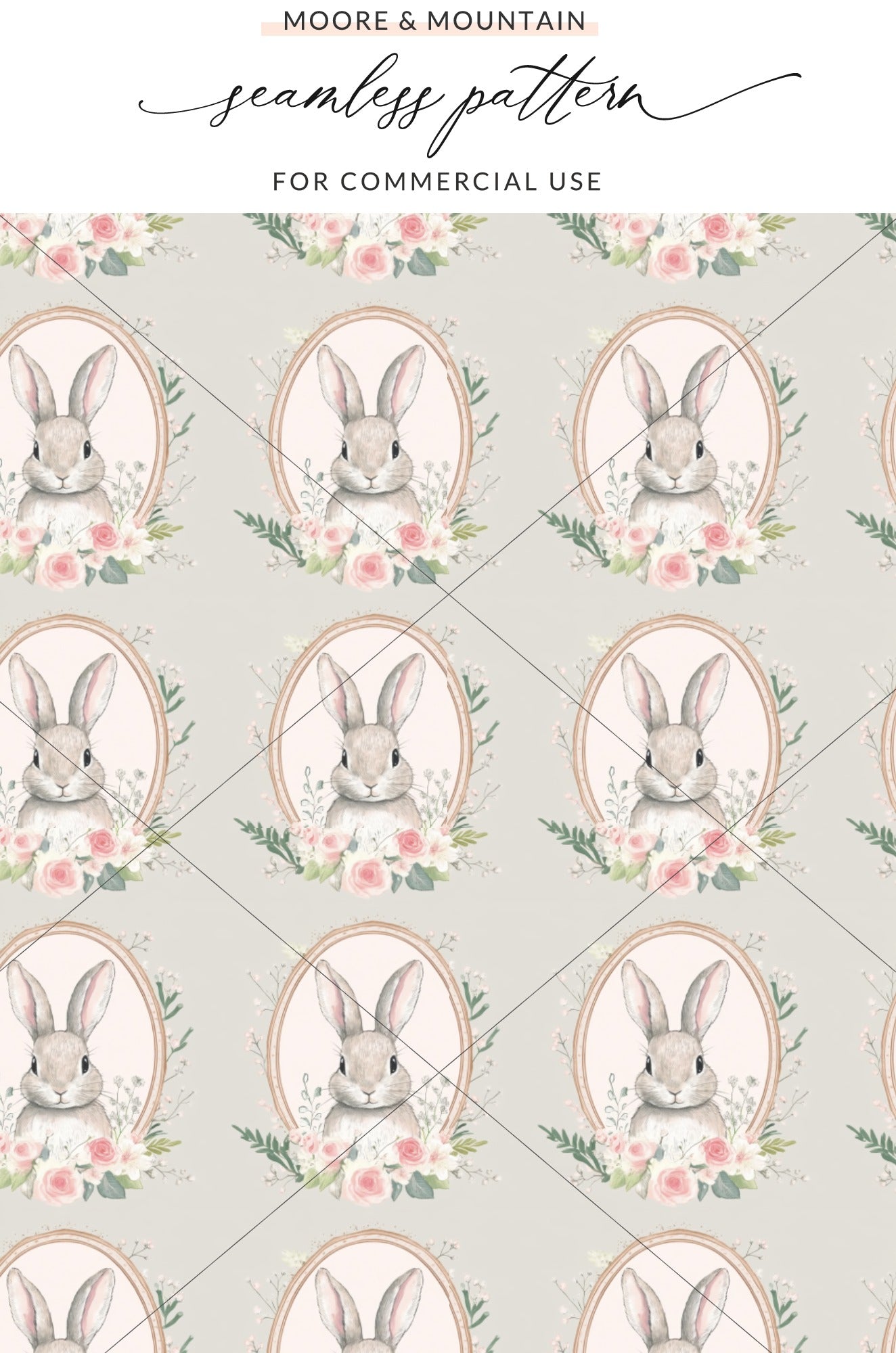 Whimsical Bunny and Floral Seamless Pattern for Crafting