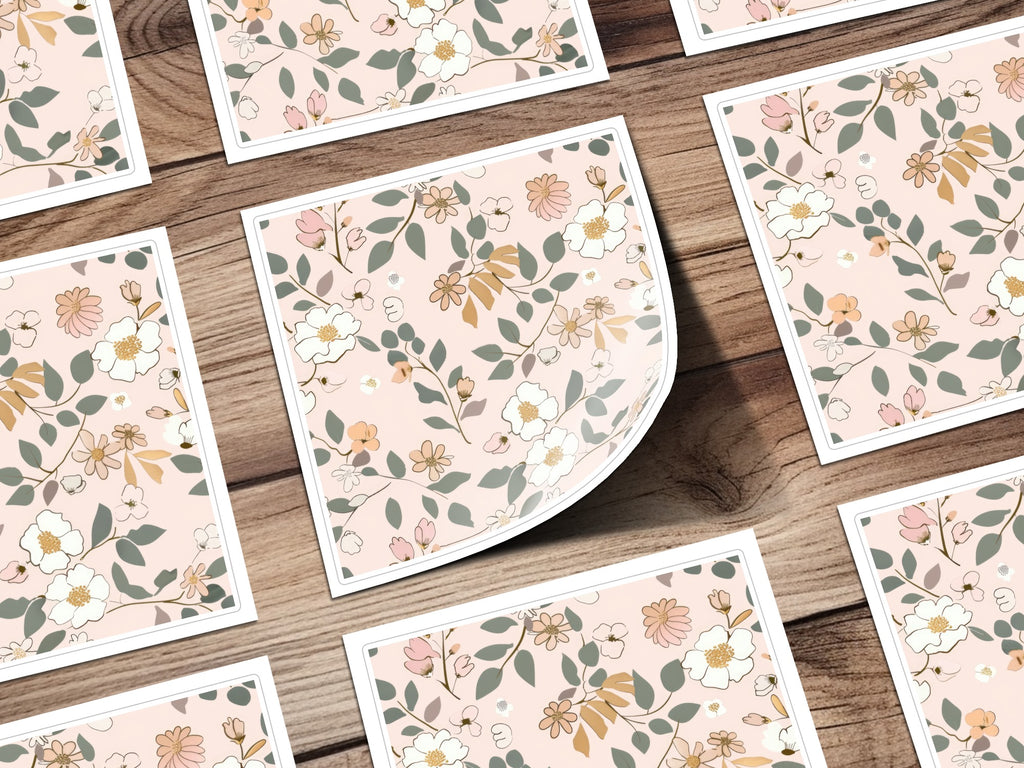 Floral Pattern Pink and White Greeting Card Products