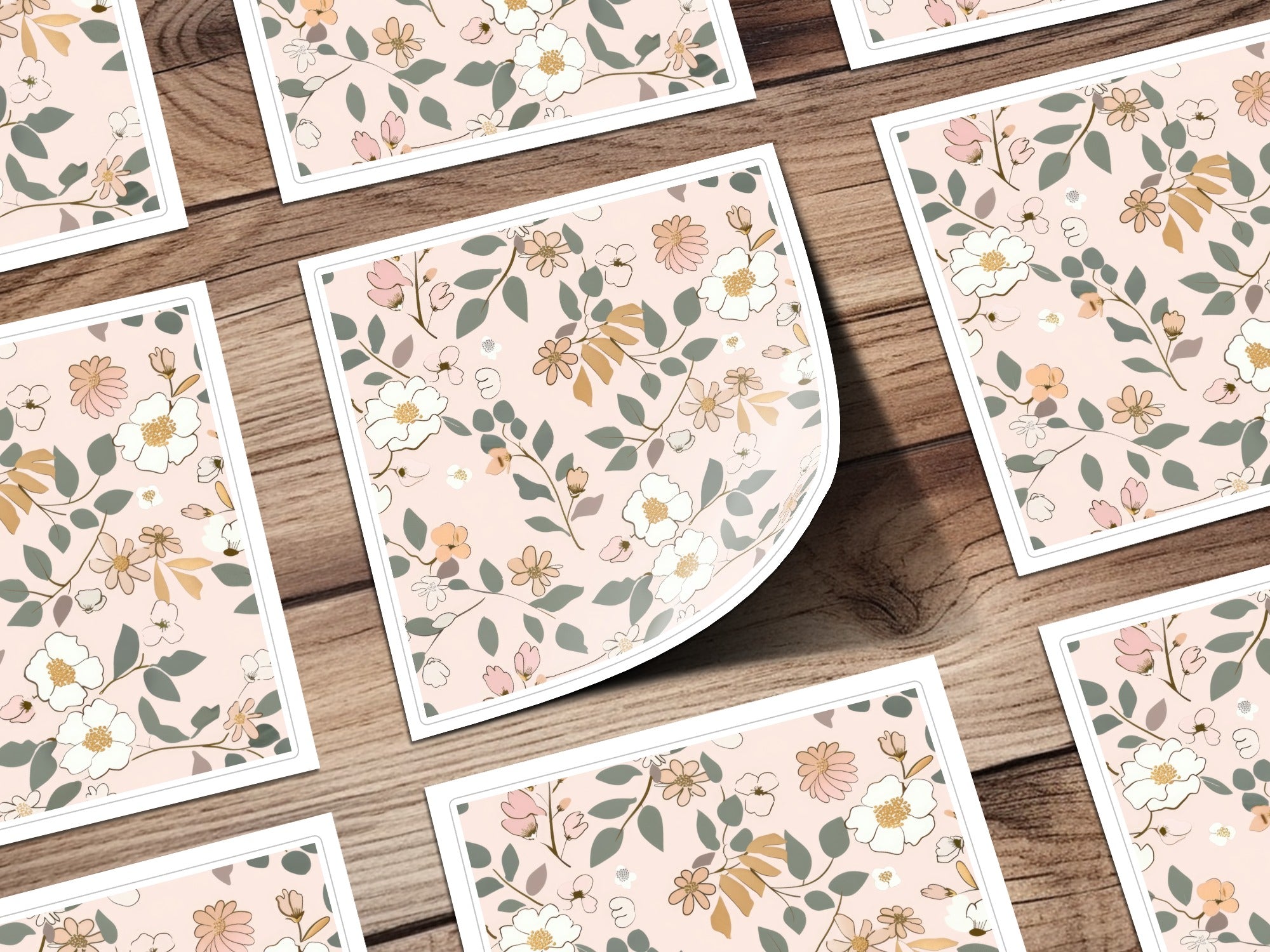 Floral Pattern Pink and White Greeting Card Products