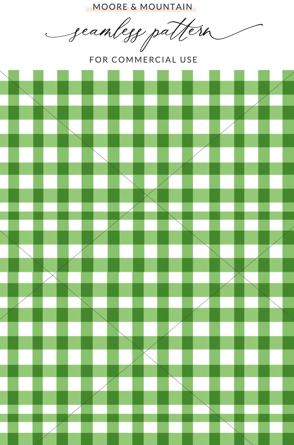 Green and White Gingham Seamless Pattern Digital Design