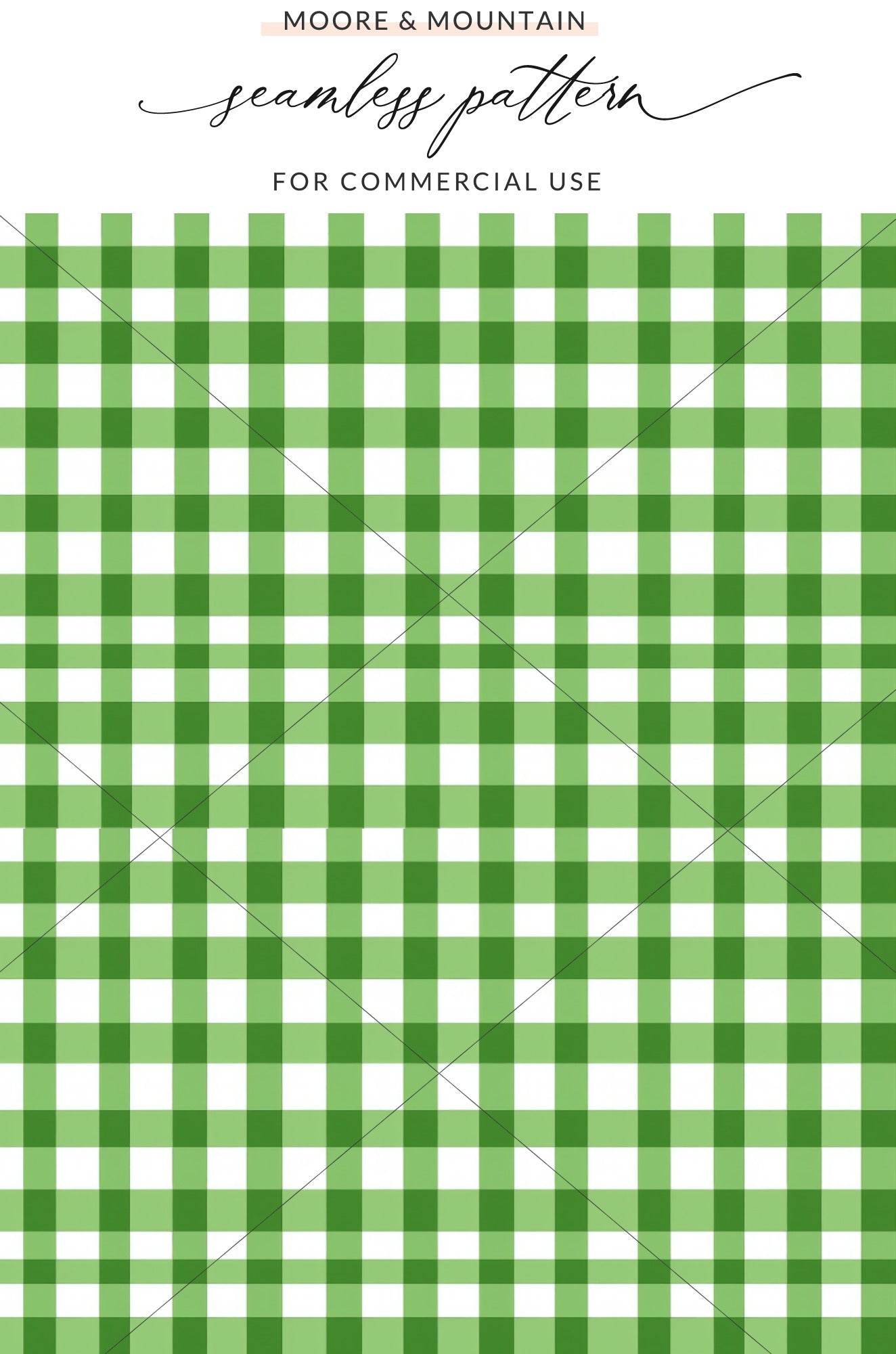 Green and White Gingham Seamless Pattern Digital Design