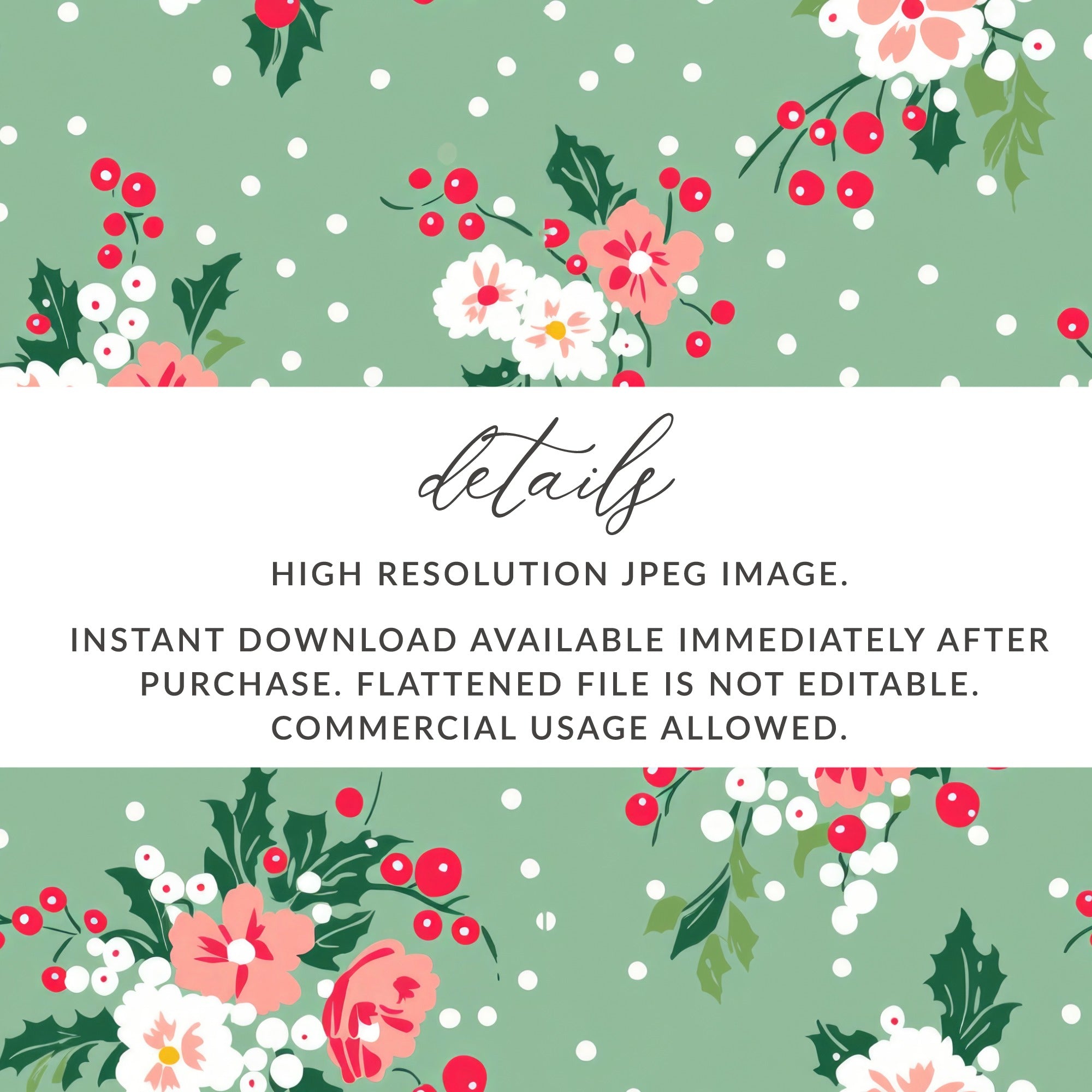 High Resolution Festive Floral Polka Dot Instant Download