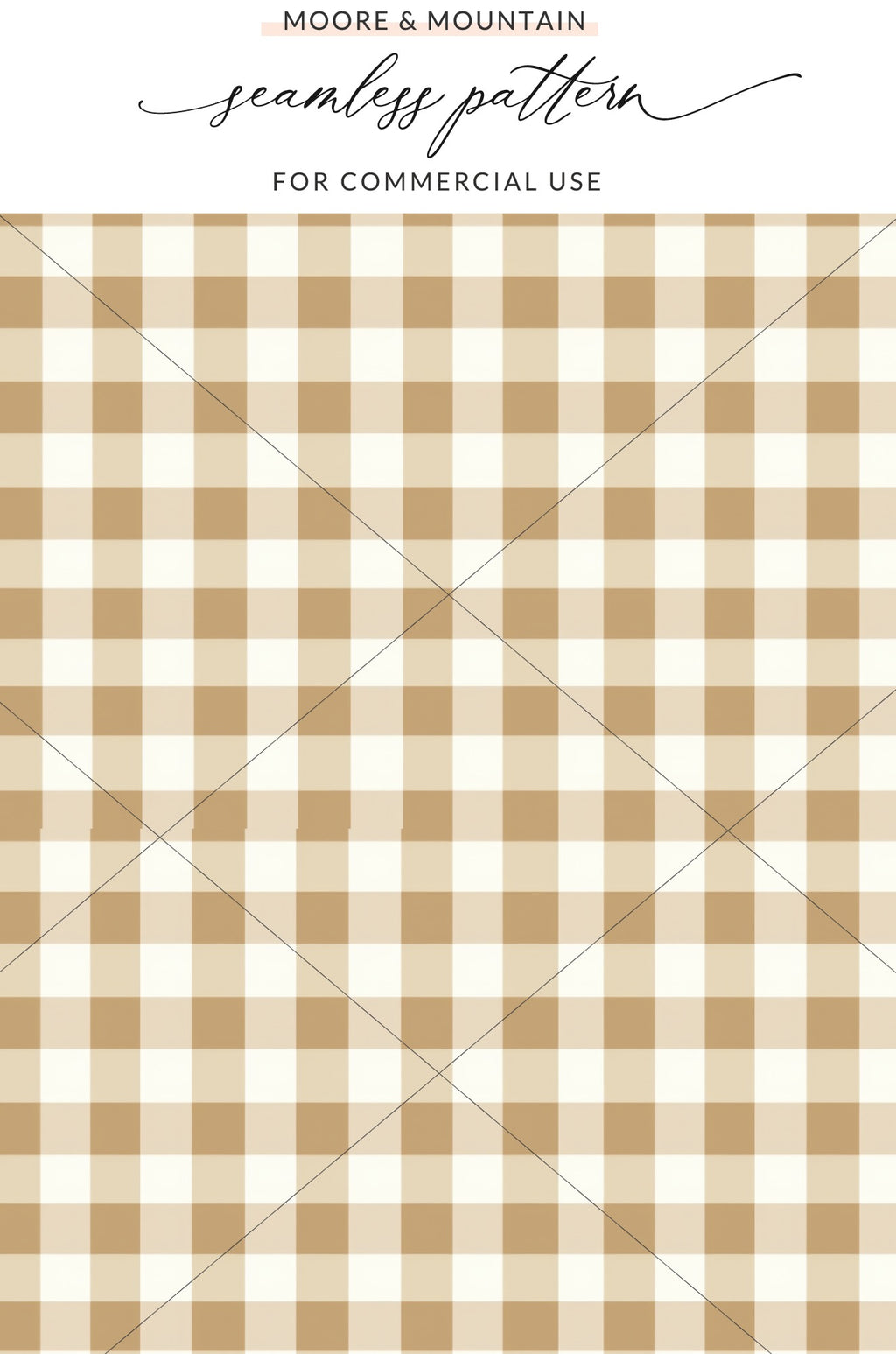 Beige and White Gingham Seamless Pattern Digital Print