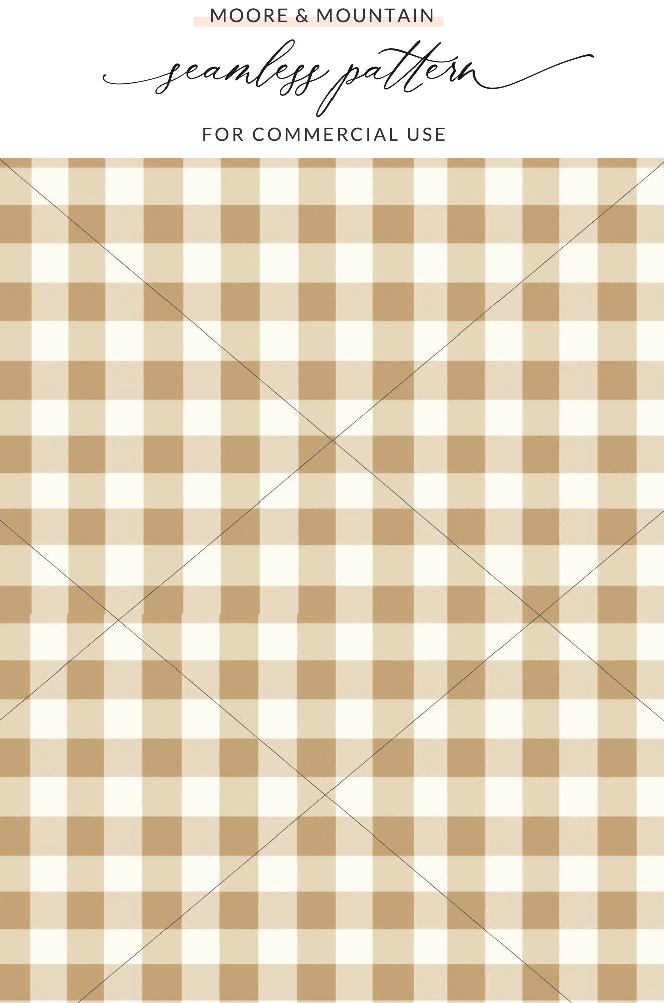 Beige and White Gingham Seamless Pattern Digital Print