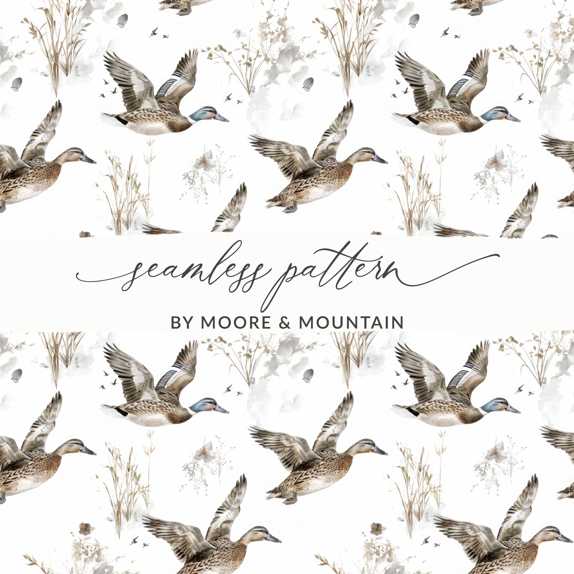 Seamless Pattern with Flying Ducks by Moore & Mountain