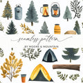 Camping and Nature Inspired Seamless Pattern Design