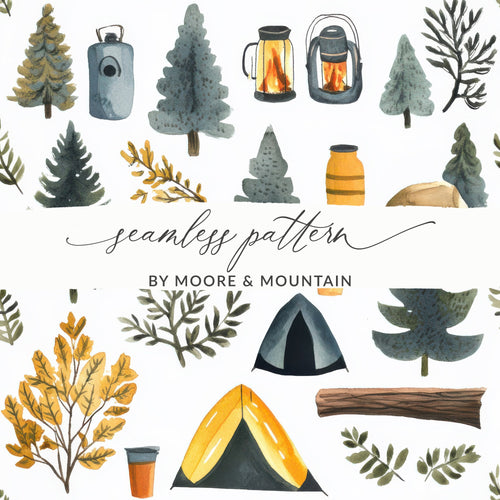 Camping and Nature Inspired Seamless Pattern Design