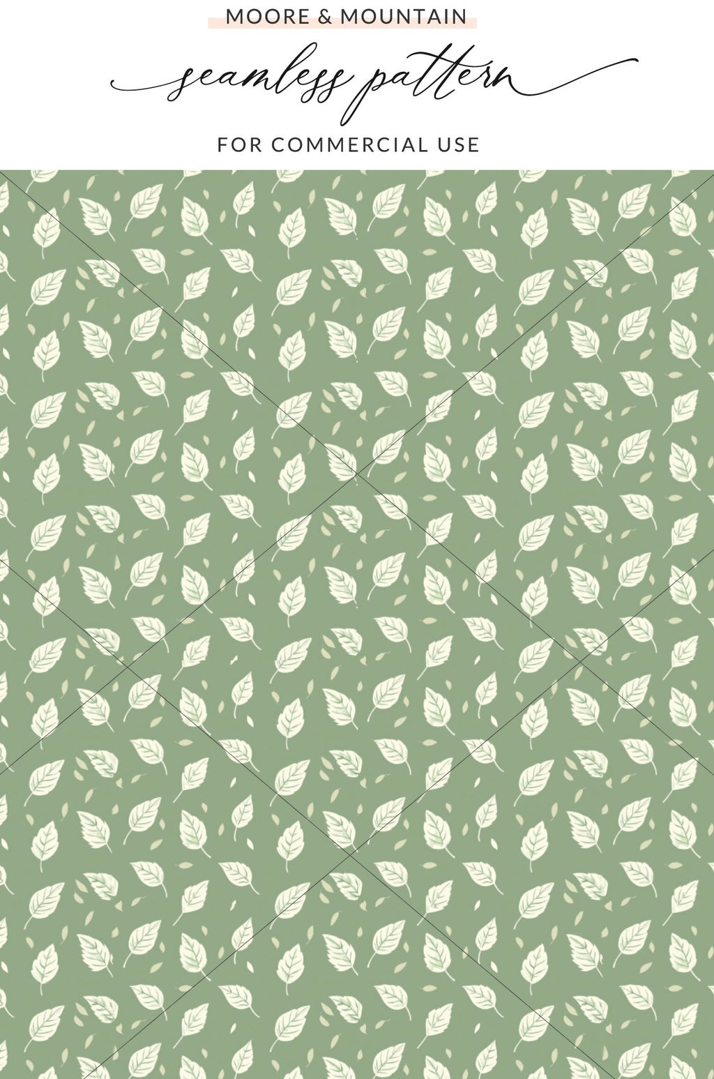 Green and White Leaf Seamless Pattern for Commercial Use
