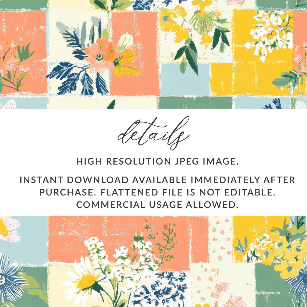 Colorful Floral Patchwork Design Digital Download