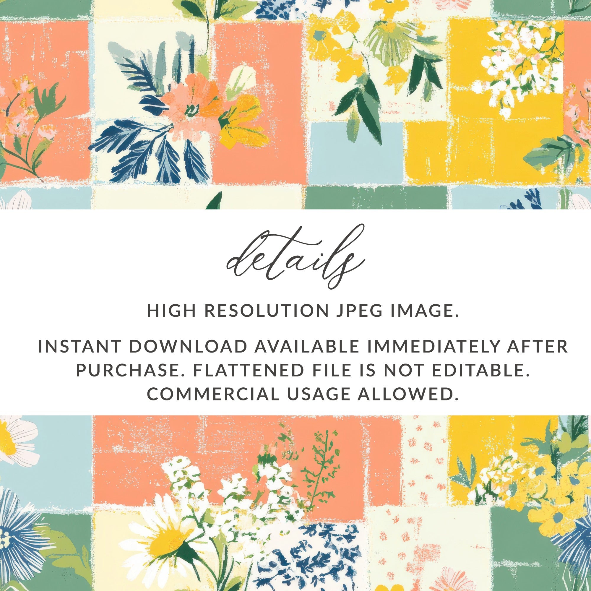 Colorful Floral Patchwork Design Digital Download