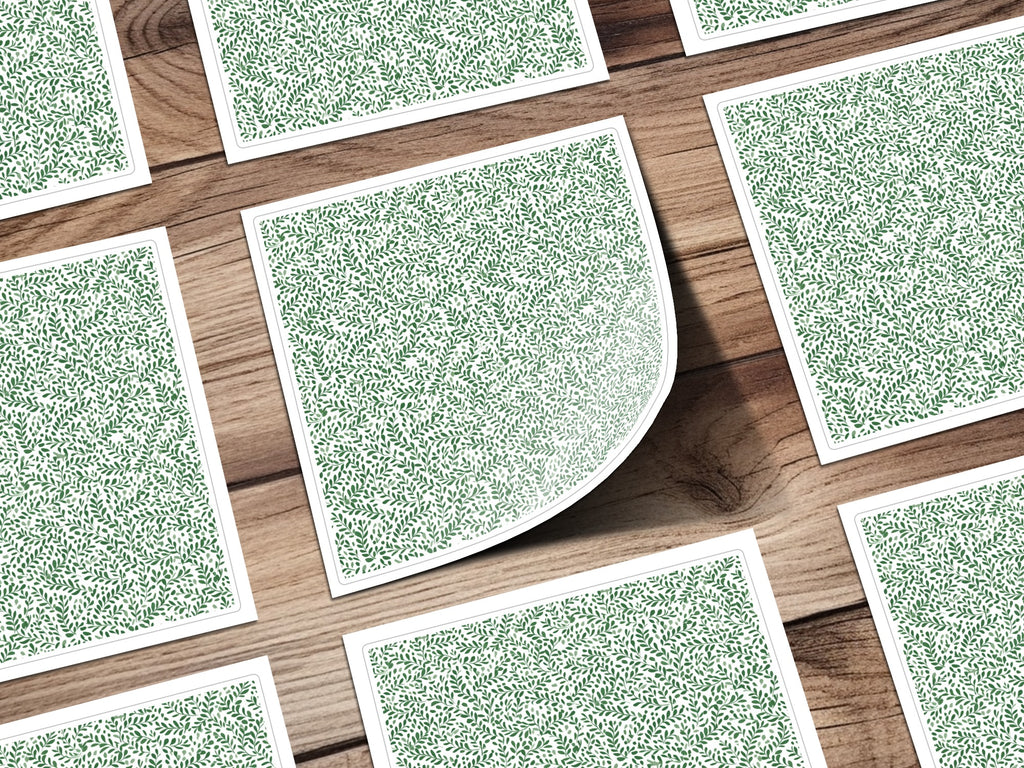 Green and White Pattern Square Sticker Sheet