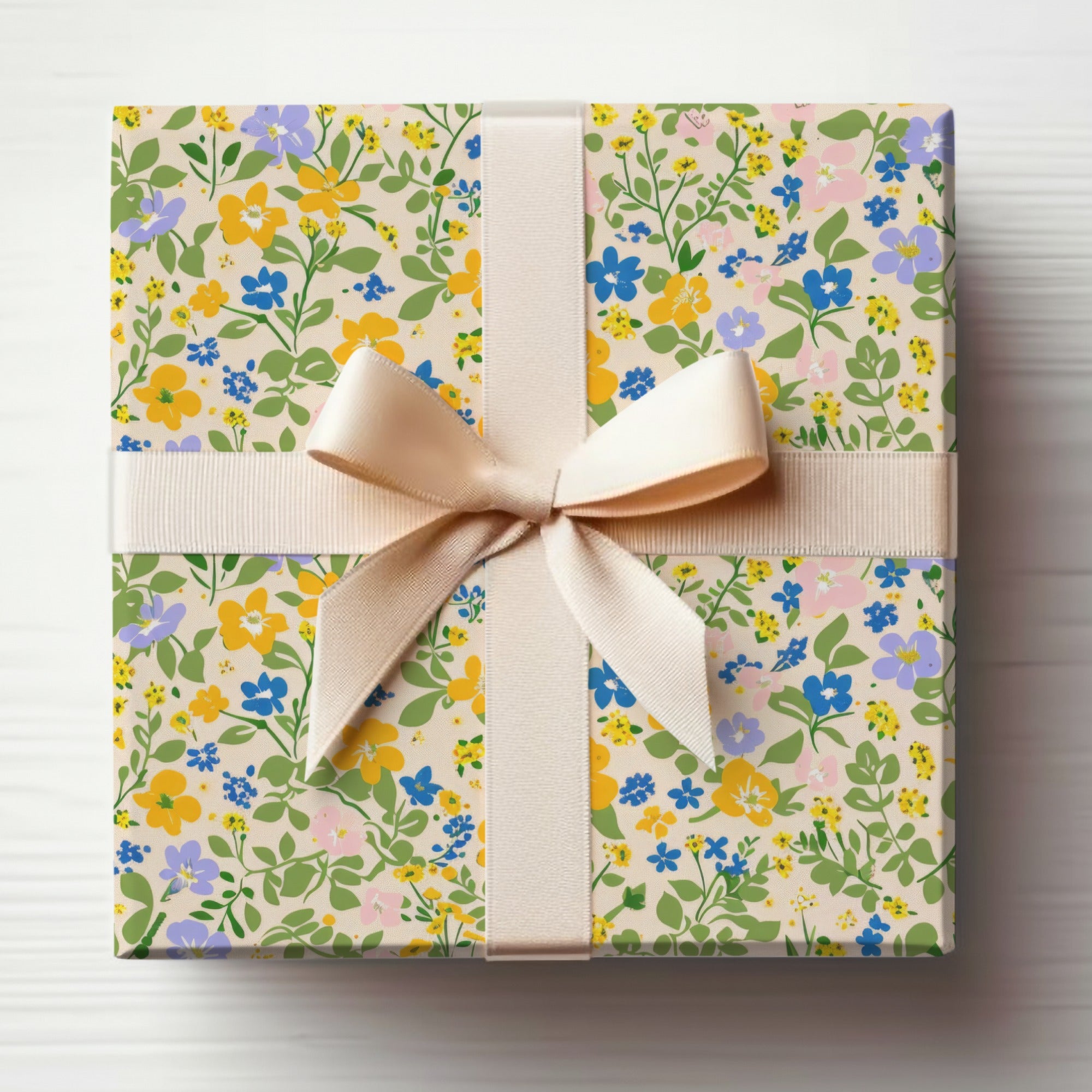 Floral Pastel Gift Wrapping Paper with Ribbon product
