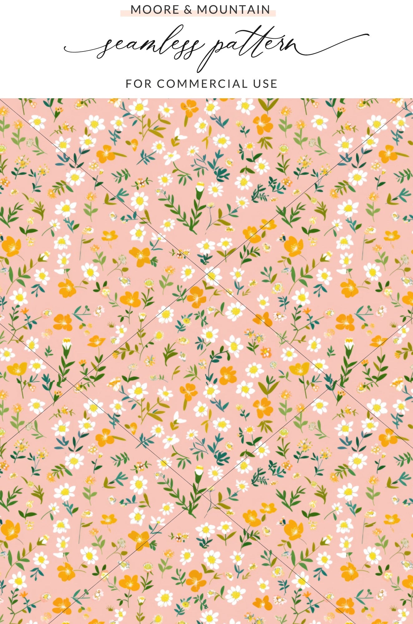 Spring Floral Design Orange Pink Seamless Pattern