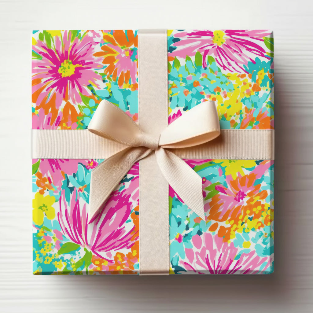 Vibrant Floral Gift Box with Ribbon for Special Occasions