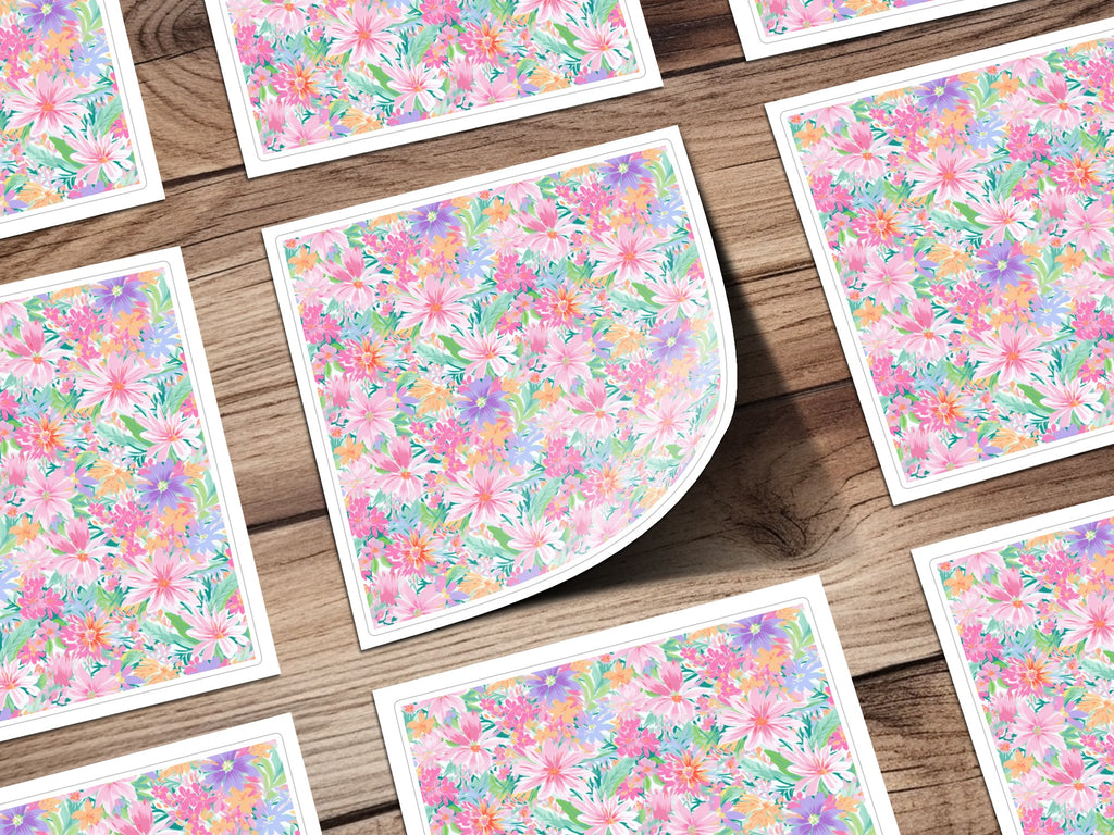 Vibrant Floral Pattern on Multiple Square Prints
