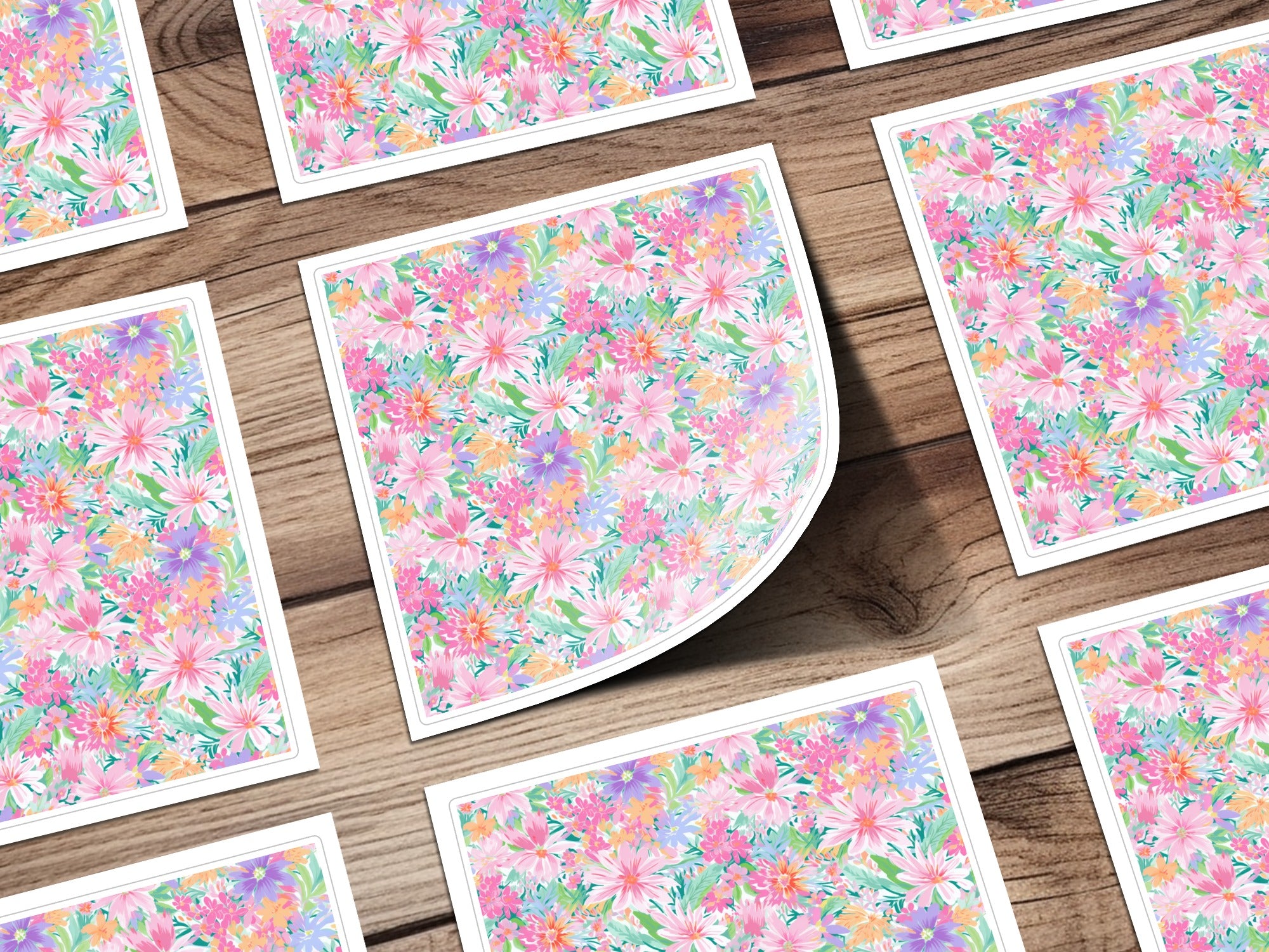 Vibrant Floral Pattern on Multiple Square Prints