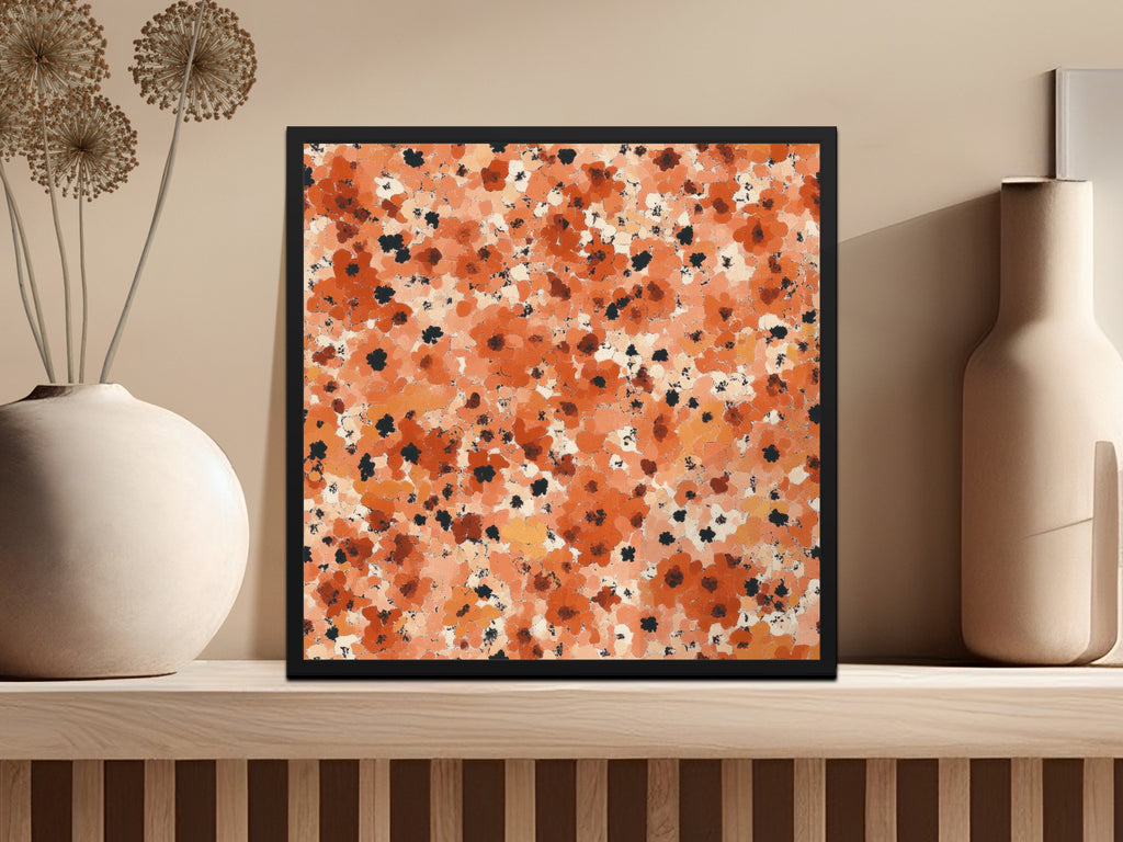 Abstract Orange and Black Splatter Pattern Wall Art