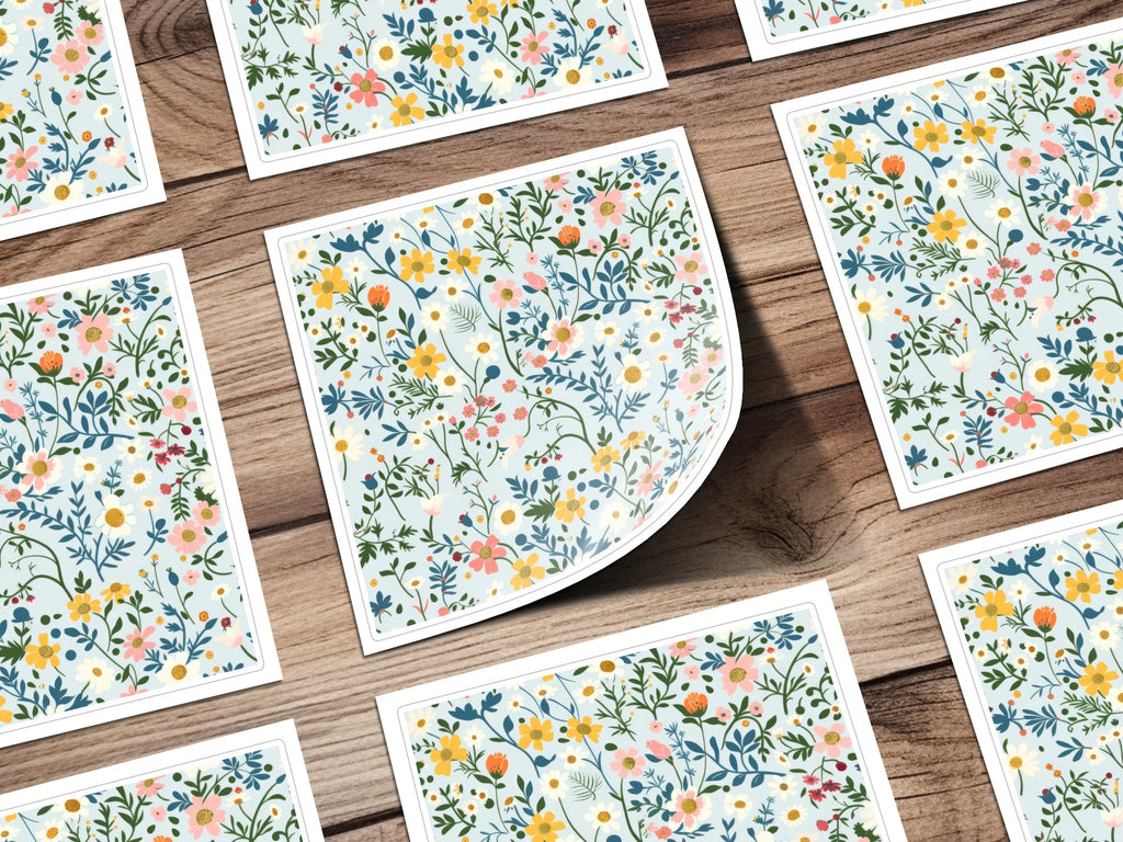 Colorful Floral Patterned Botanical Print Stickers