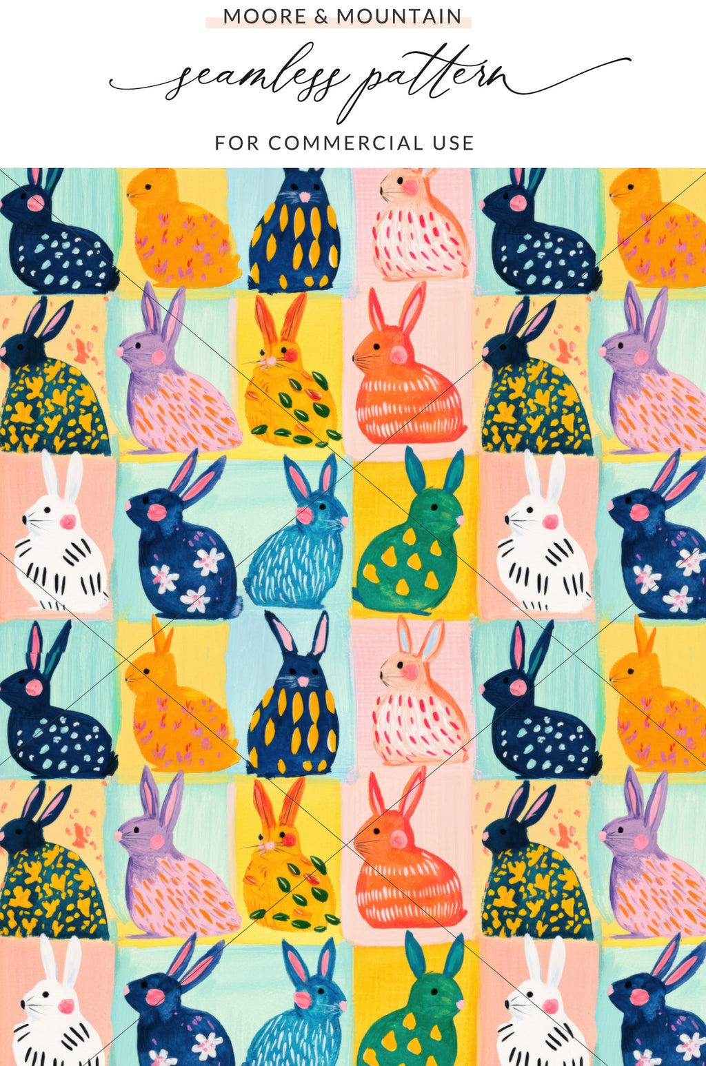 Colorful Bunny Pattern for Commercial Use Seamless Design